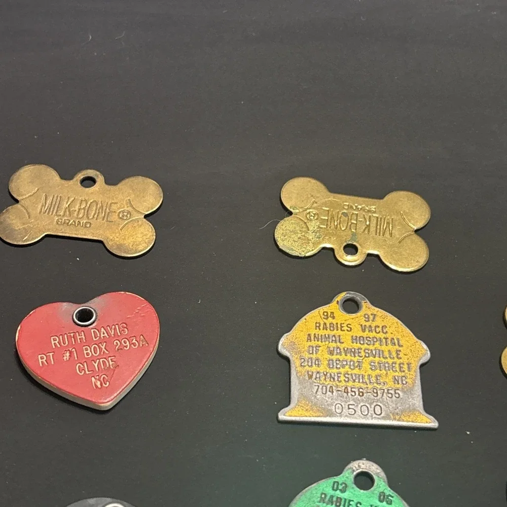 23 Vintage Dog Tags Rabies Vaccination Waynesville NC Pet ID Milk-Bone 1980s
